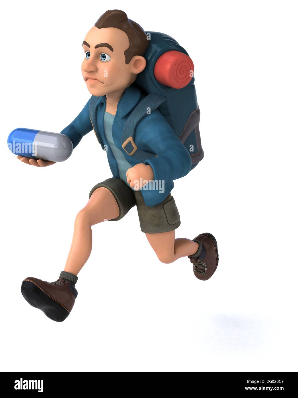 Fun illustration of a 3D cartoon backpacker Stock Photo - Alamy