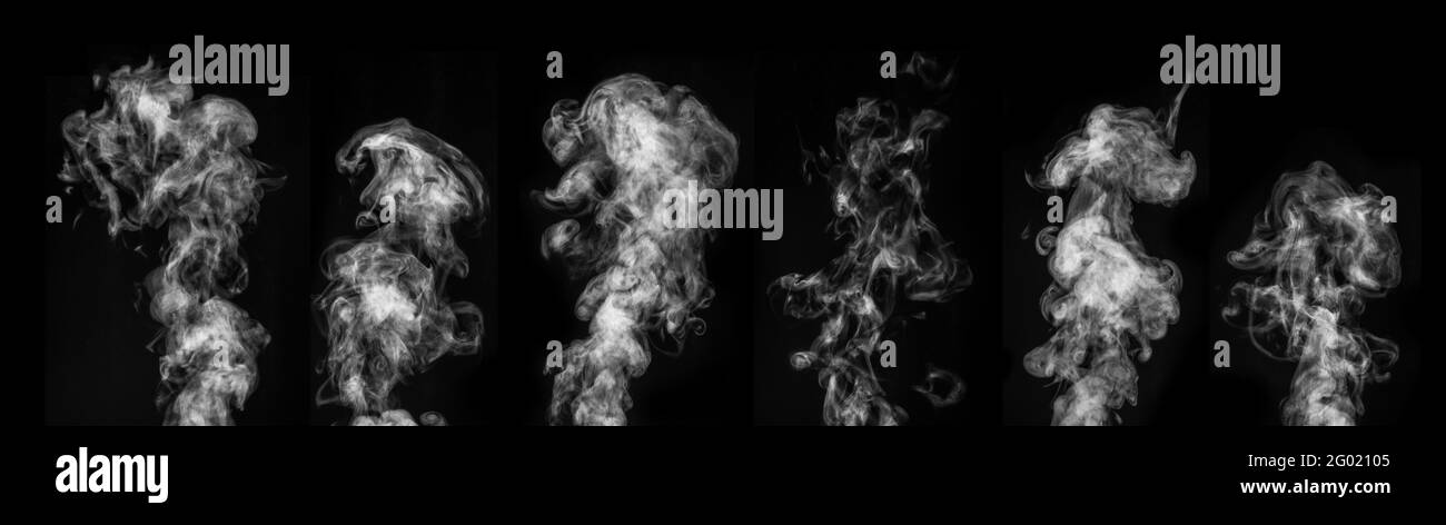 Smoke Types A perfect set of six different types of white smoke on a black ...