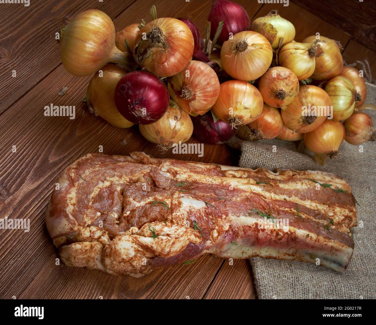 Reindeer Souvas -  traditional Swedish meat product, dry-salting reindeer meat, Stock Photo