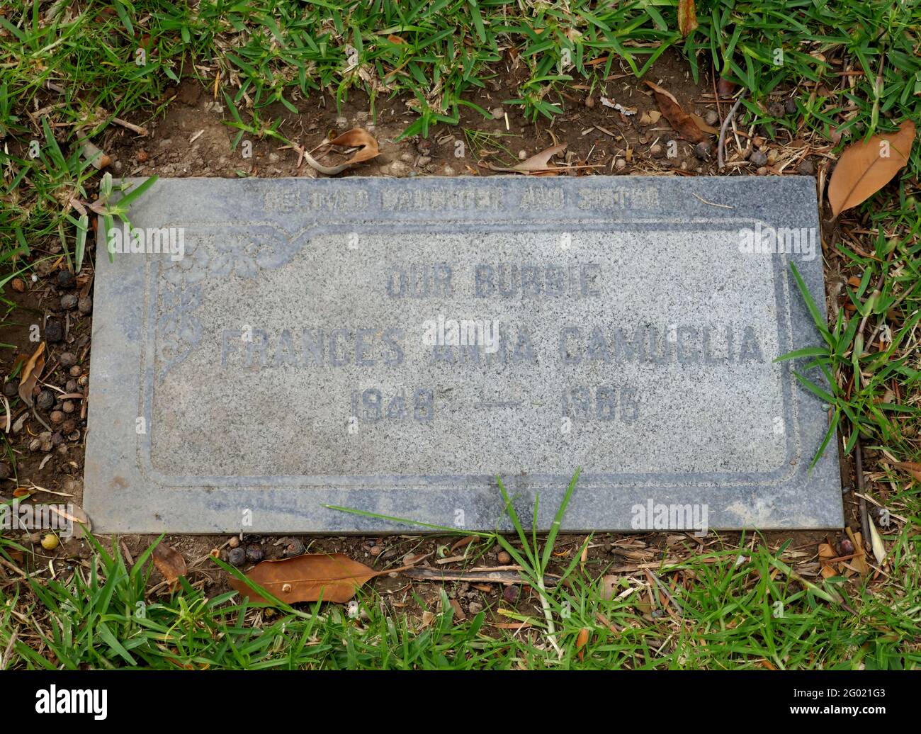 Santa Ana, California, USA 29th May 2021 A general view of atmosphere of Playmate/model Frances Anna Camuglia, aka Fran Gerard's Grave at Fairhaven Memorial Park in Santa Ana, California, USA. Photo by Barry King/Alamy Stock Photo Stock Photo