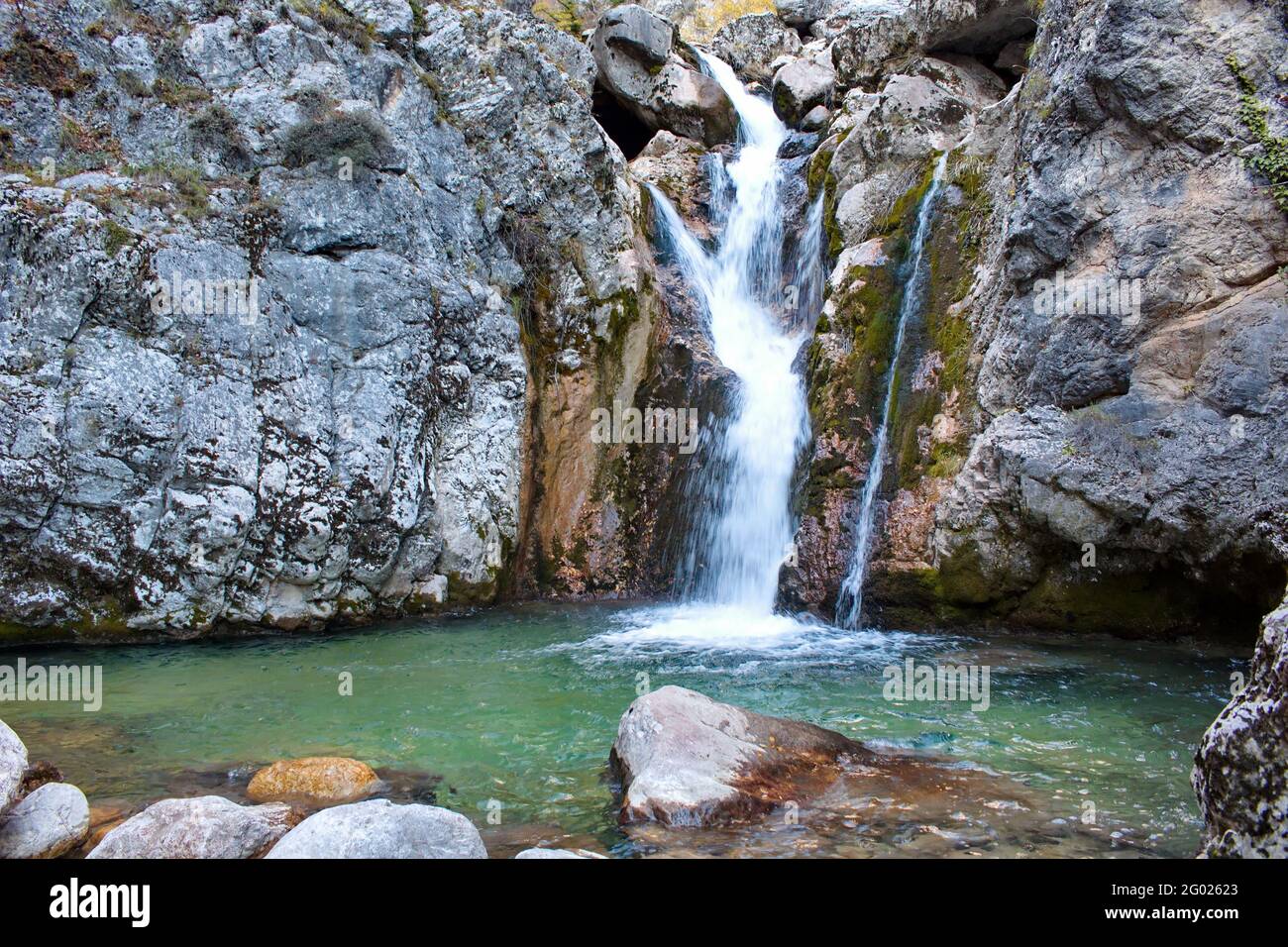 Beautiful landscape of the Dreznica waterfall Stock Photo