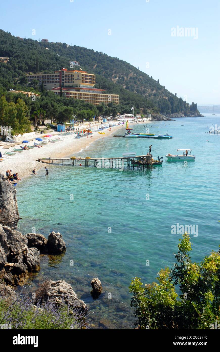 Nissaki beach, Corfu, Greece Stock Photo