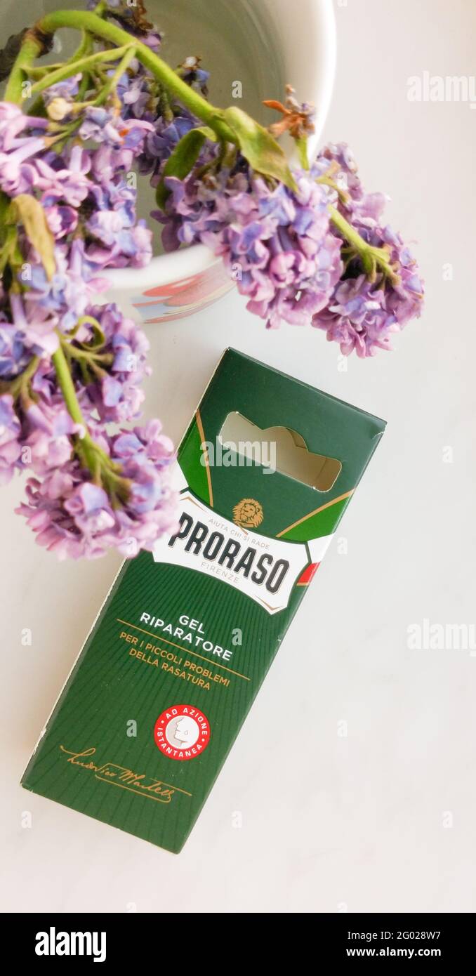 PRORASO repairing gel. Proraso is a personal care and grooming brand owned by the Italian company Ludovico Martelli srl. Stock Photo