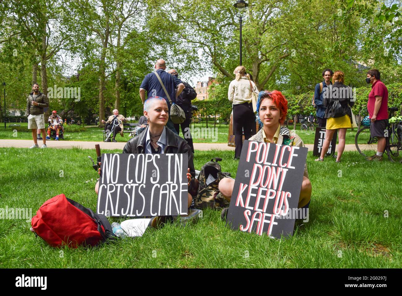 London, United Kingdom. 29th May 2021. Kill The Bill protest in Russell Square. Crowds marched through Central London in protest of the Police, Crime, Sentencing and Courts Bill. Stock Photo