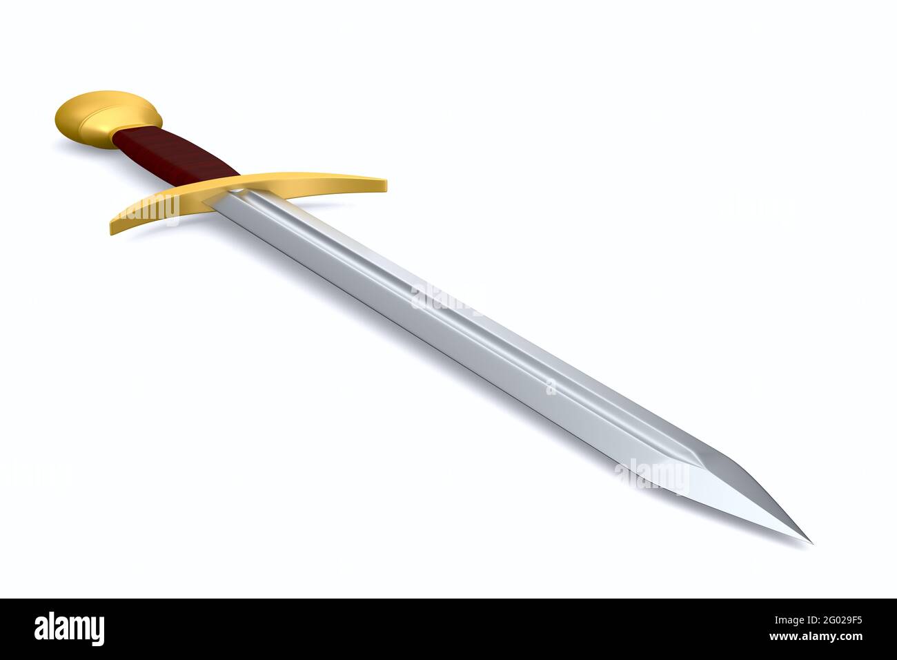 sword on white background. Isolated 3D illustration Stock Photo - Alamy