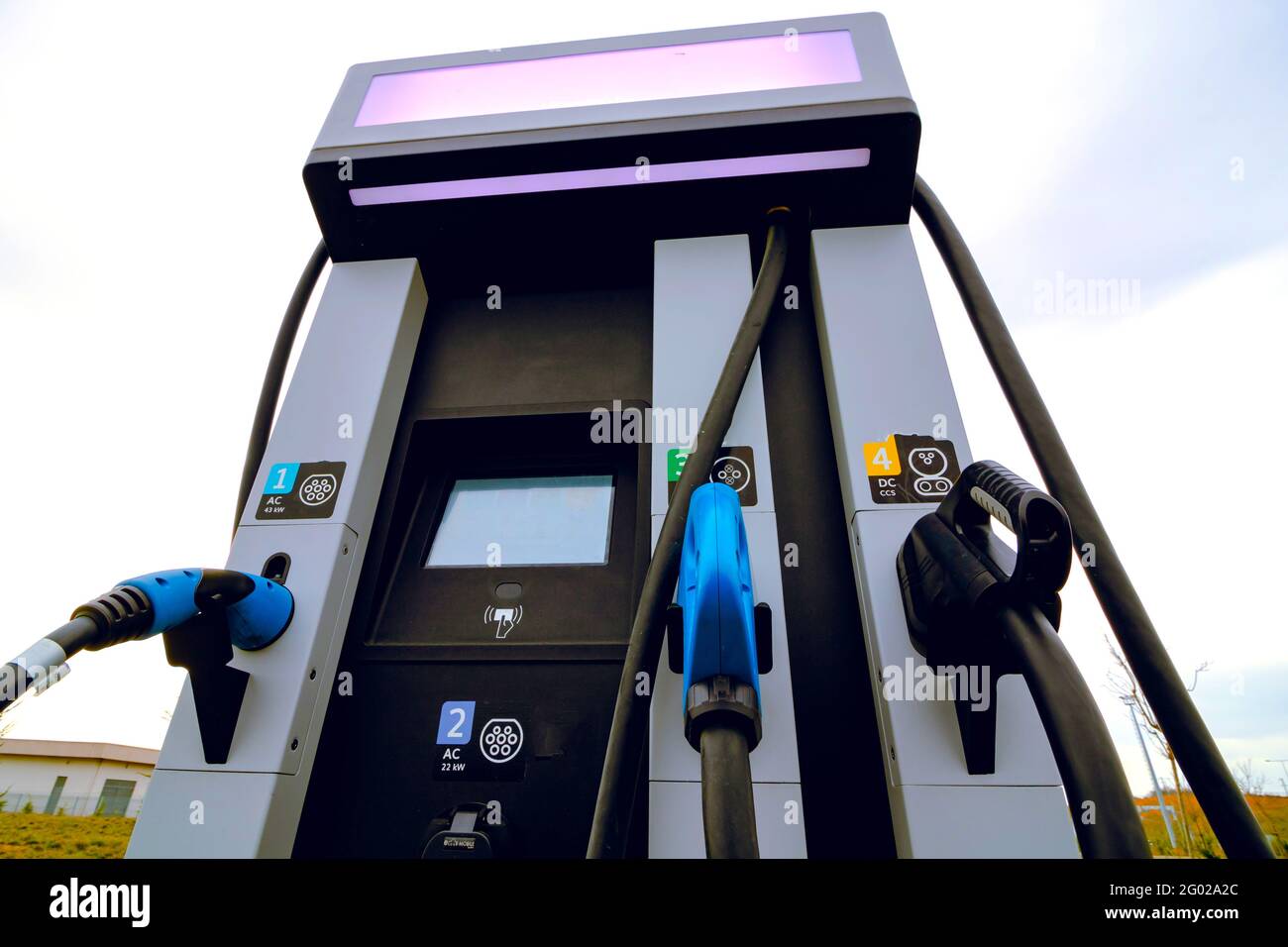 EV charging station with different types of chargers Stock Photo Alamy