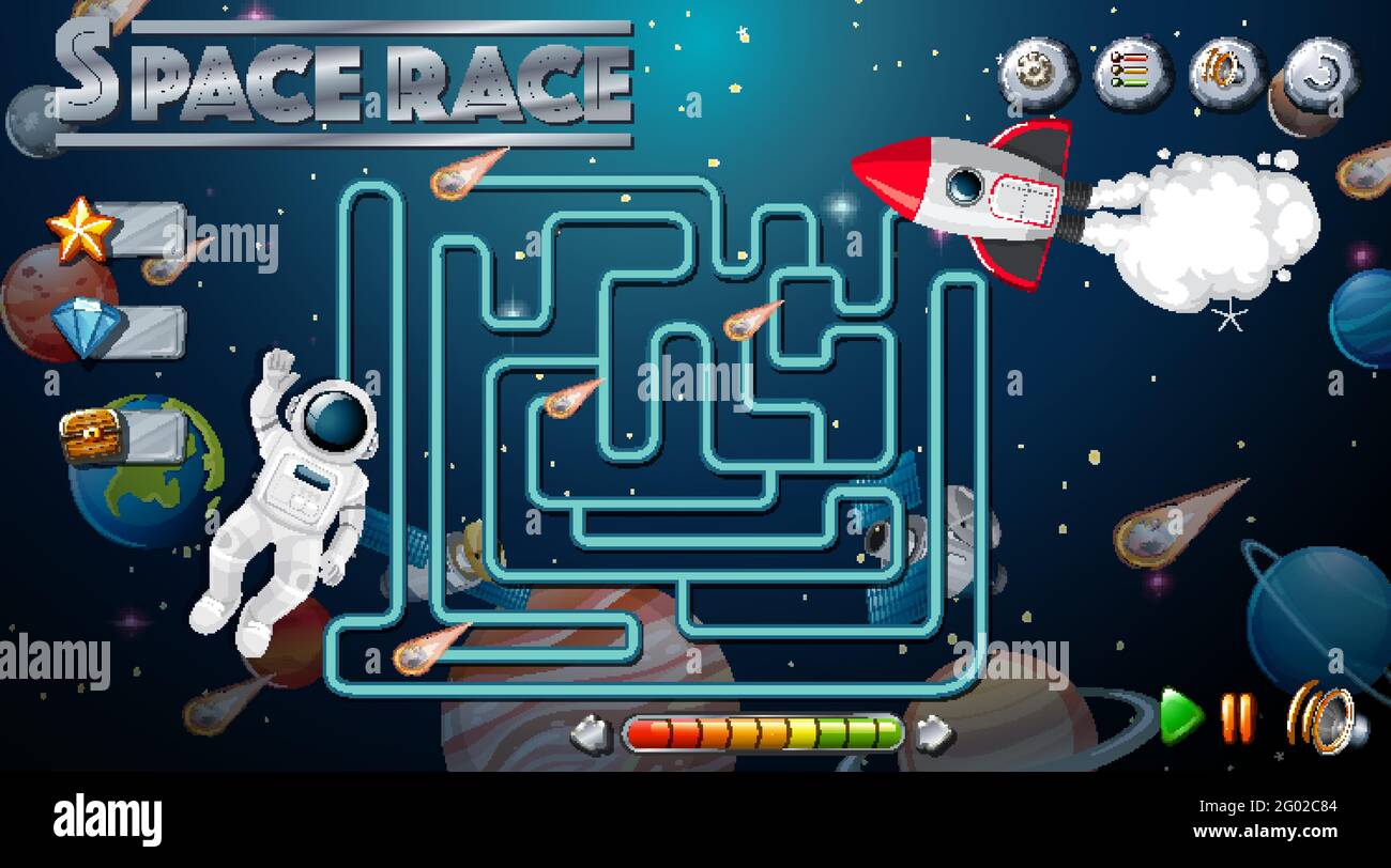 Maze game with space theme template illustration Stock Vector Image ...