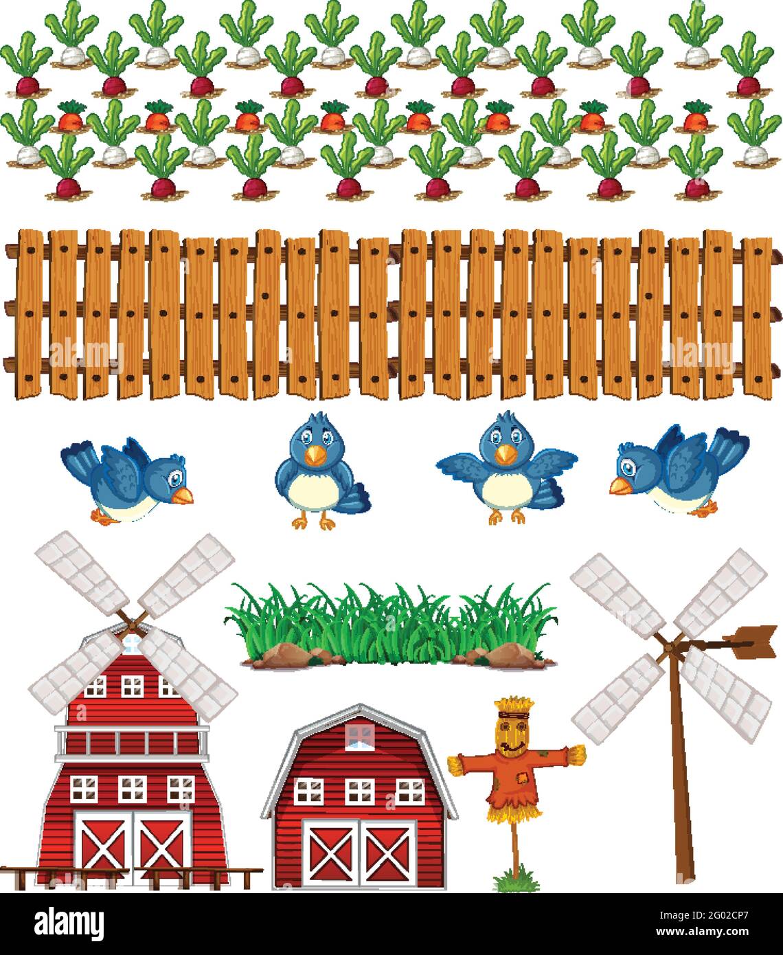 Farm element set isolated on white background illustration Stock Vector ...