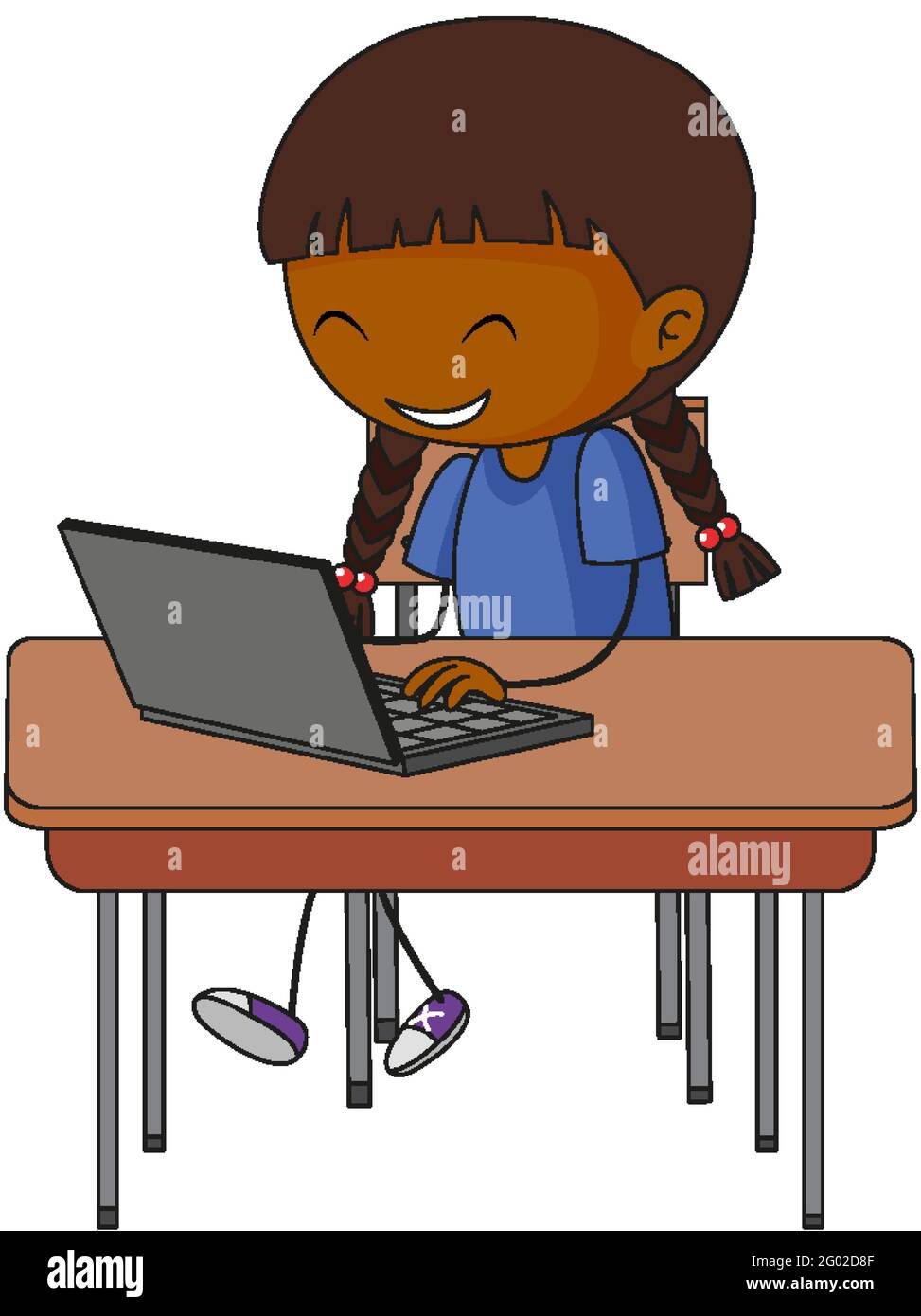 Cute girl using laptop doodle cartoon character illustration Stock Vector Image & Art Alamy