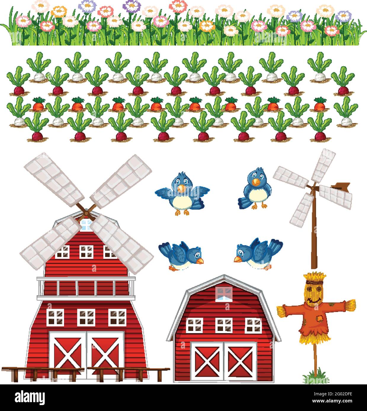 Farm element set isolated on white background illustration Stock Vector ...
