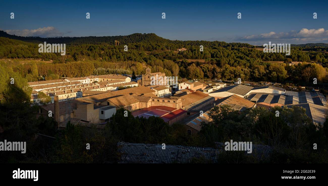 Autumn sunset in the textile colony (company town) of Ametlla de Merola (Berguedà, Catalonia, Spain) Stock Photo