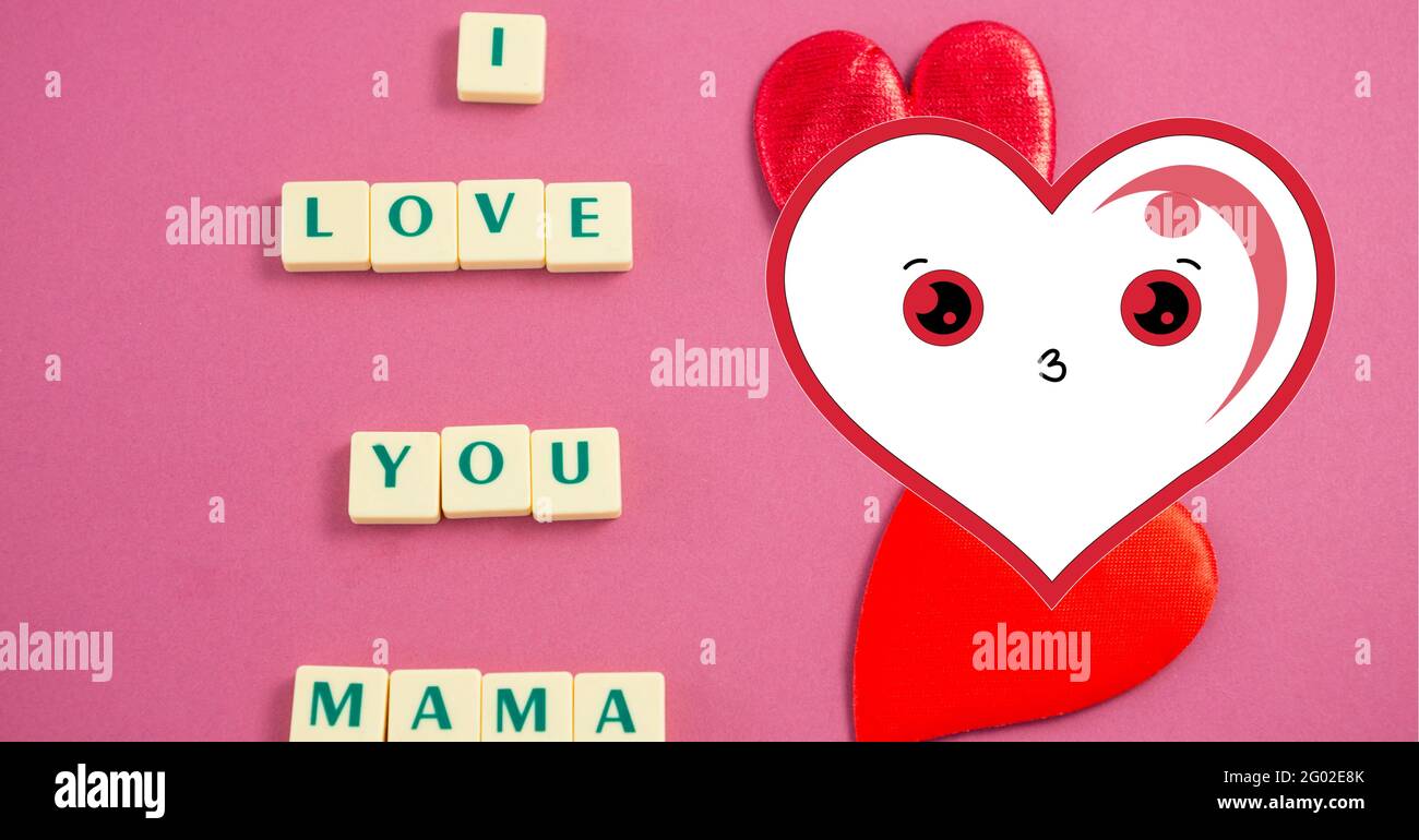 Composition of hearts and i love you mama text on cubes Stock ...