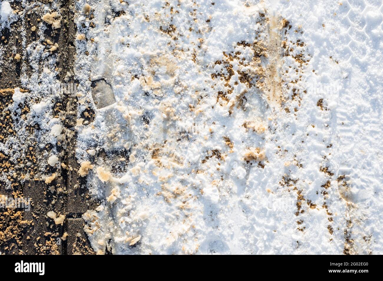Melting snow on pavement in winter, texture Stock Photo Alamy