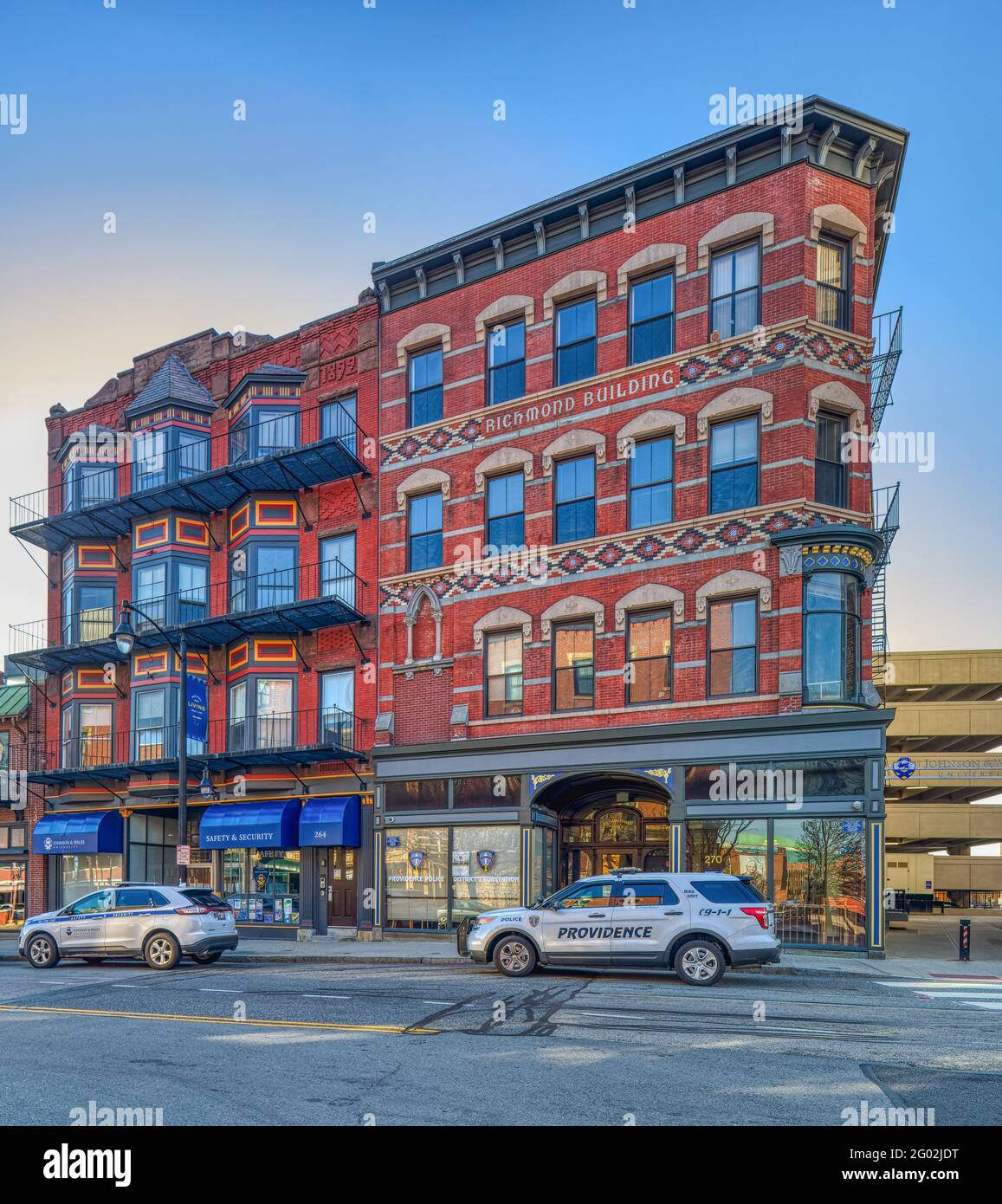 Dwight Building (264) and Richmond Building (270) built on Weybosset Street in 1892 and 1876, are now part of the Johnson & Wales University campus. Stock Photo