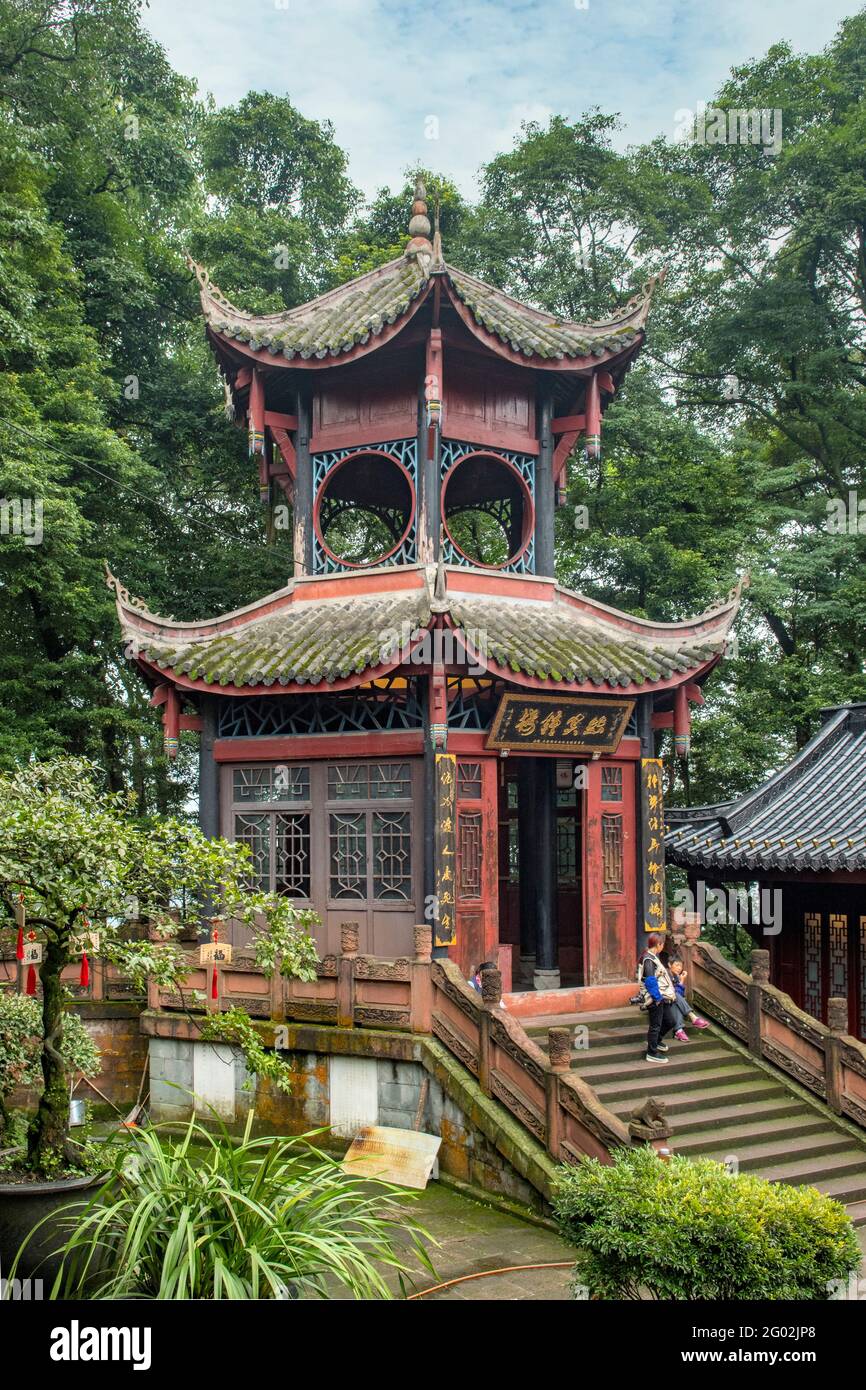 Bell Tower at Wannain Temple, Mt Emei, Sichuan, China Stock Photo