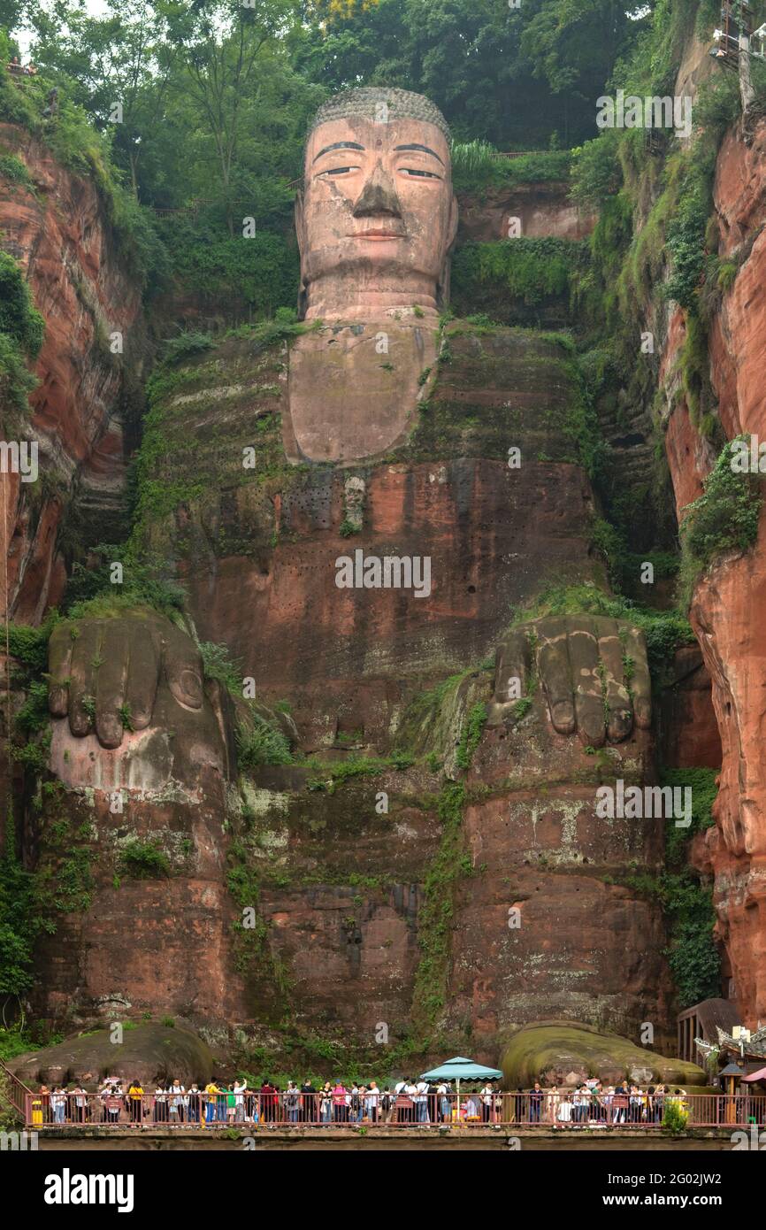Giant Stone Buddha at Leshan, Sichuan, China Stock Photo