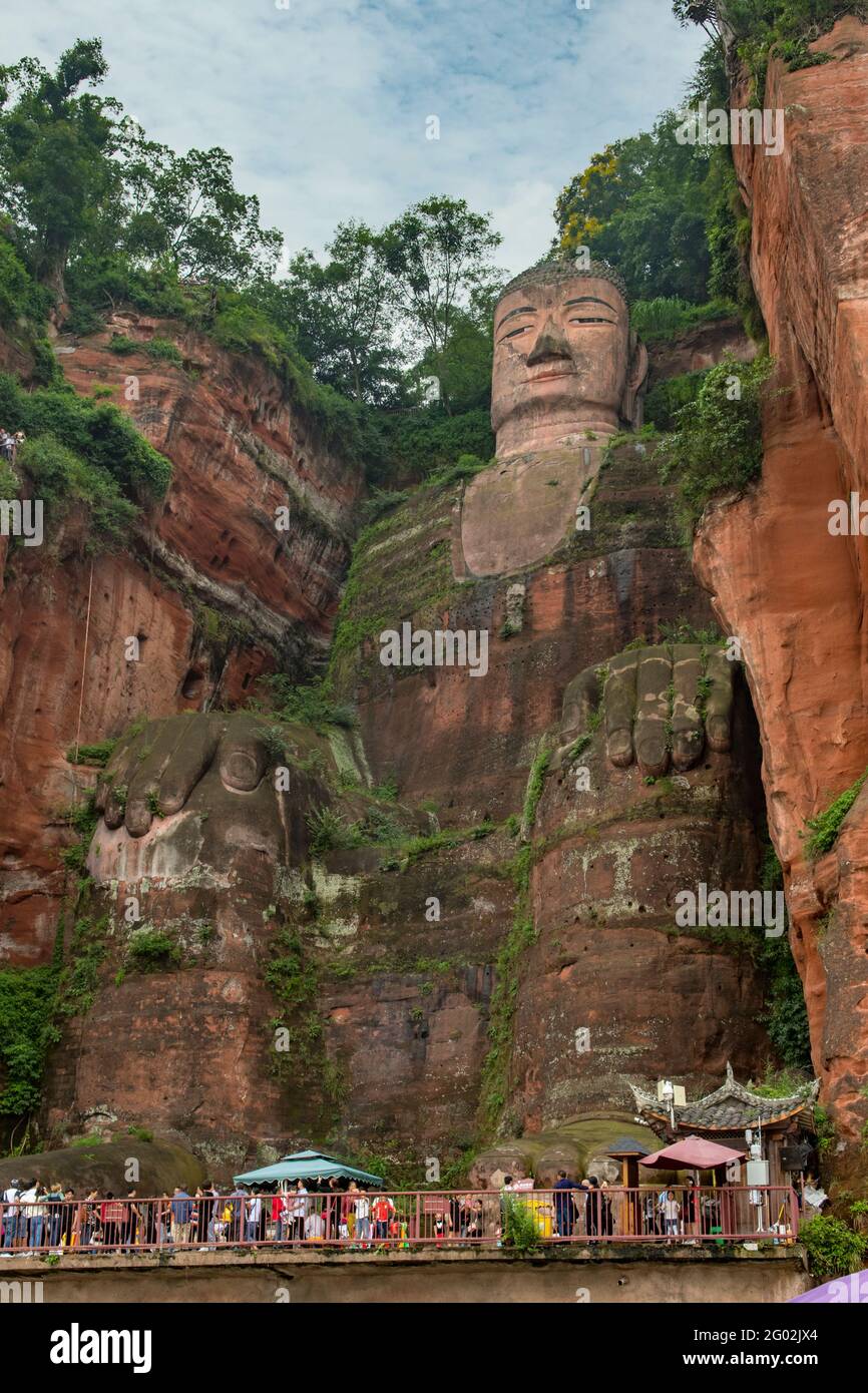 Giant Stone Buddha at Leshan, Sichuan, China Stock Photo