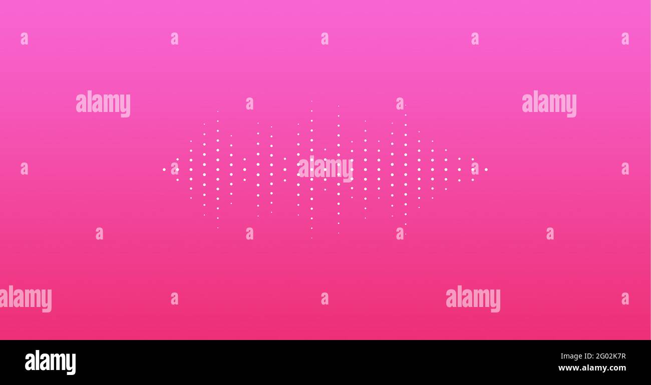 Composition of white sound frequency level meter dots on pink background Stock Photo