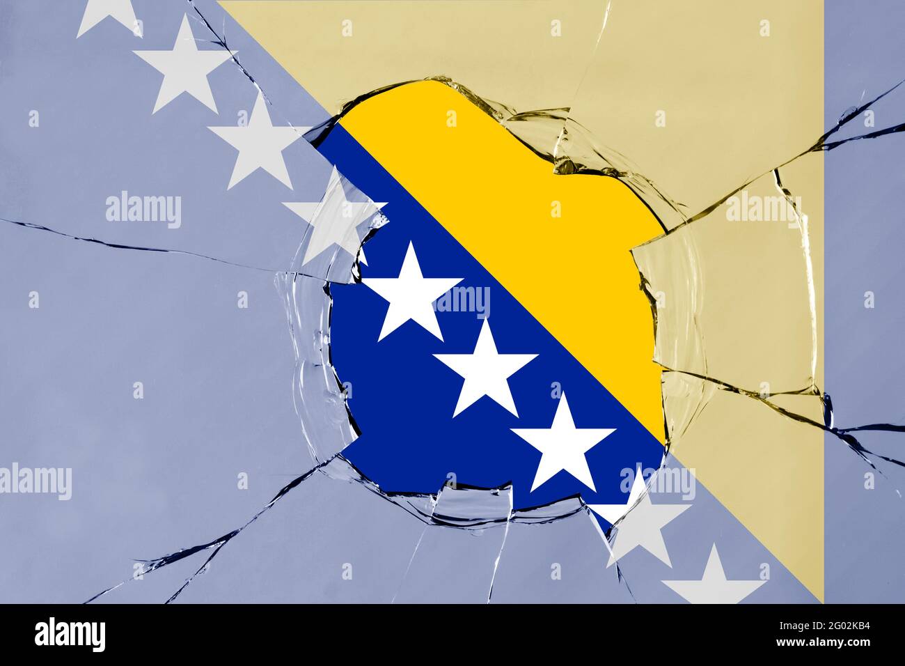 3D Flag of Bosnia and Herzegovina on a glass breakage Stock Photo - Alamy