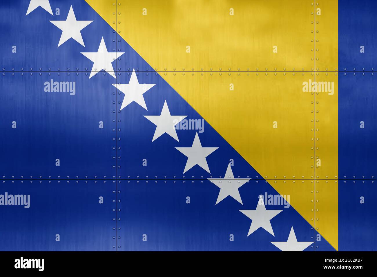3D Flag of Bosnia and Herzegovina on a metal wall background Stock ...