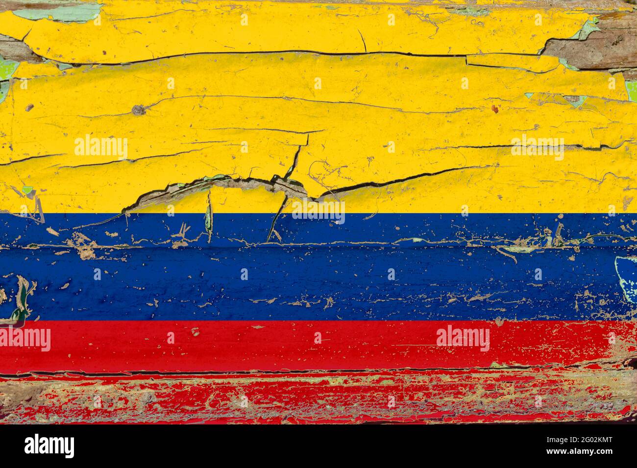 3D Flag of Colombia on a old wood wall background Stock Photo - Alamy