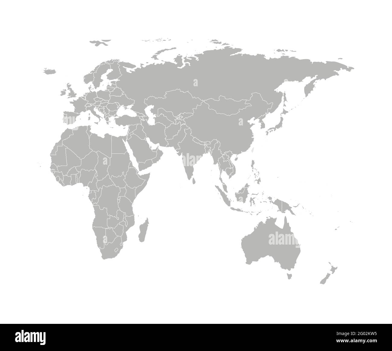 Vector Isolated Simplified World Map With States Borders Including Africa, Europe, Asia, Australia, Oceania. Grey Silhouettes, White Outline And Backg Stock Vector Image & Art - Alamy