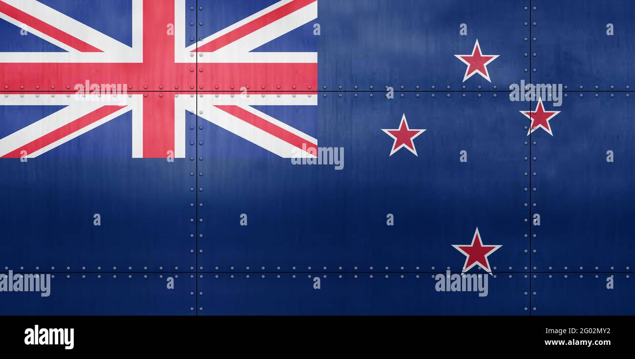 3D Flag of New Zealand on a metal wall background Stock Photo - Alamy