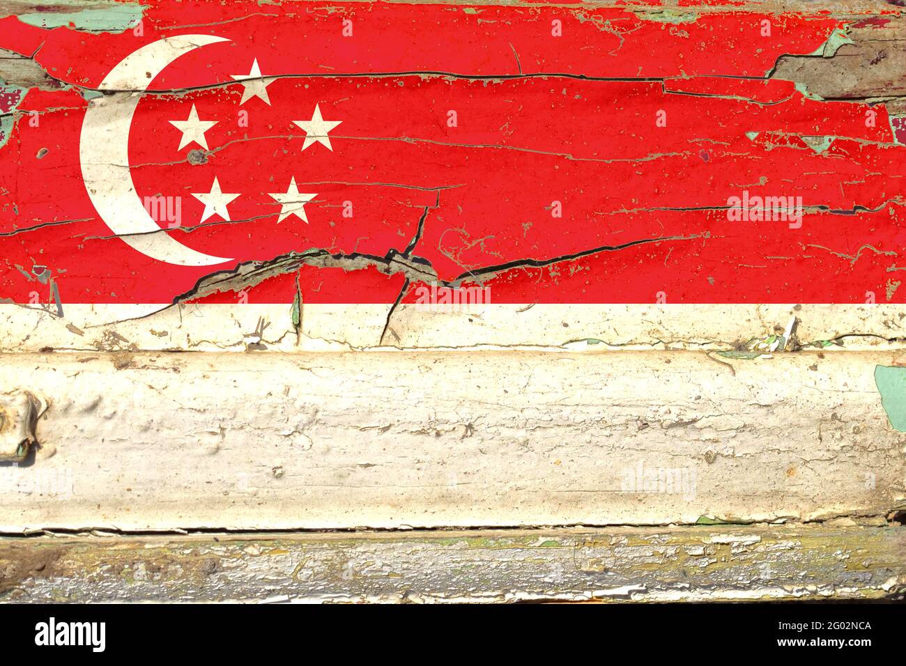 3D Flag of Singapore on a old wood wall background Stock Photo - Alamy
