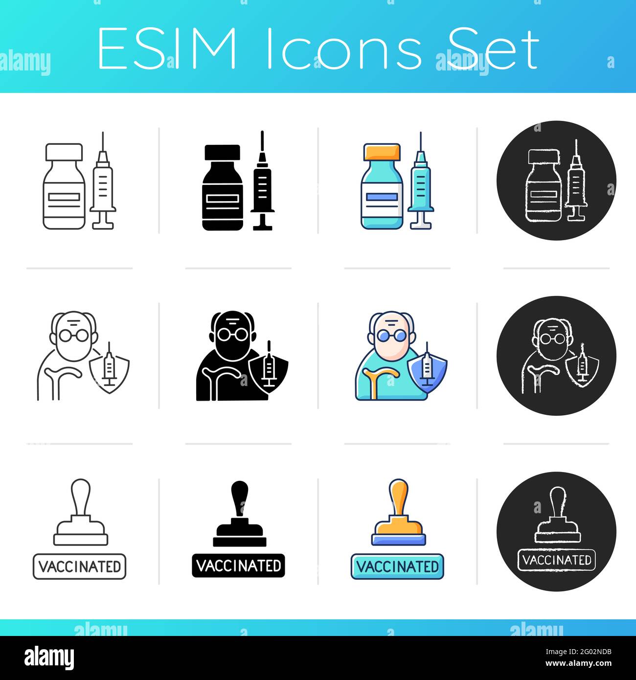 Covid vaccine icons set Stock Vector