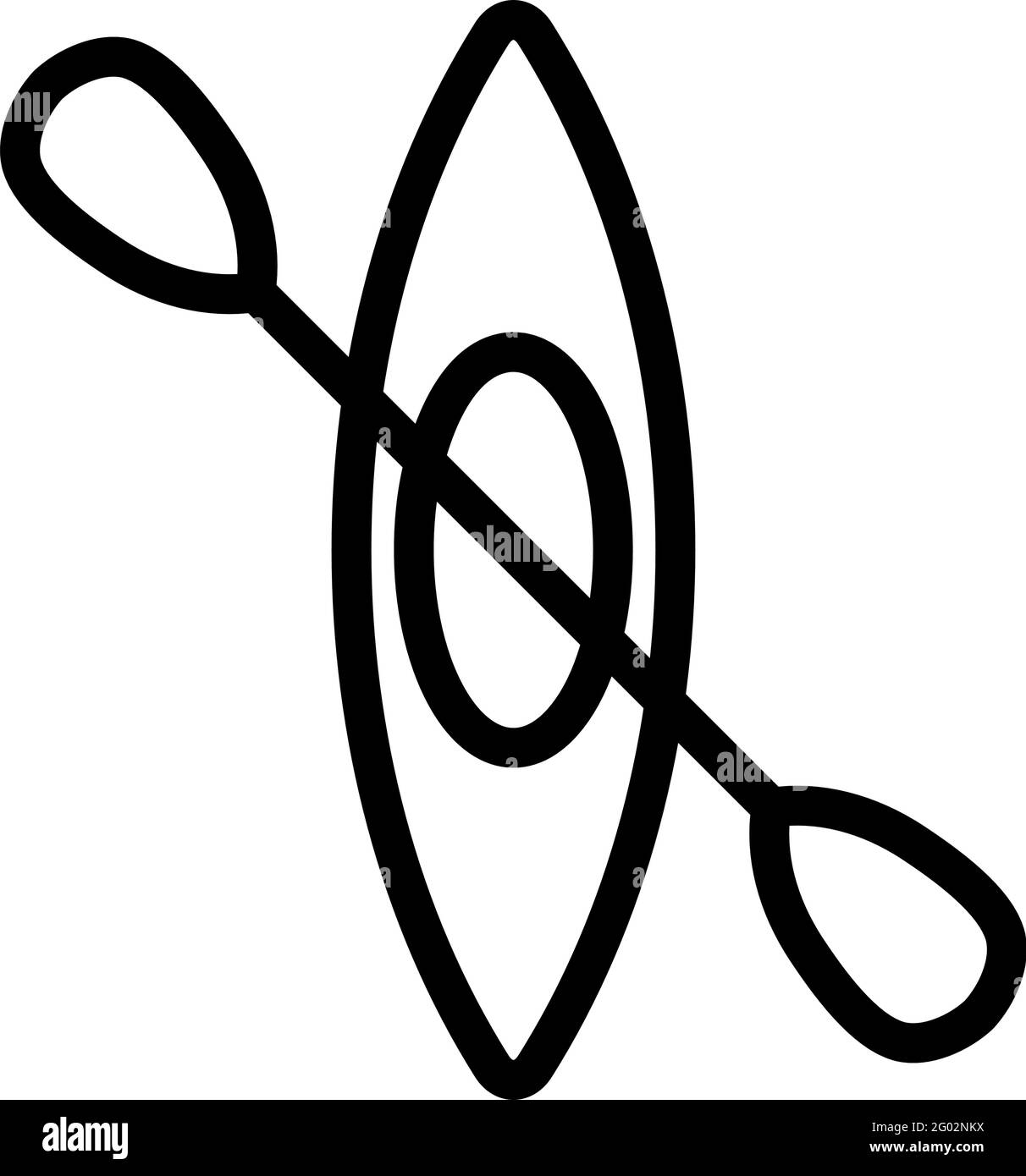 Icon Of Kayak And Paddle. Editable Bold Outline Design. Vector ...