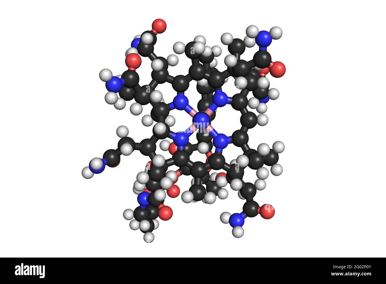 Vitamin B12 cyanocobalamin molecule 3D render chemical structure Stock Photo