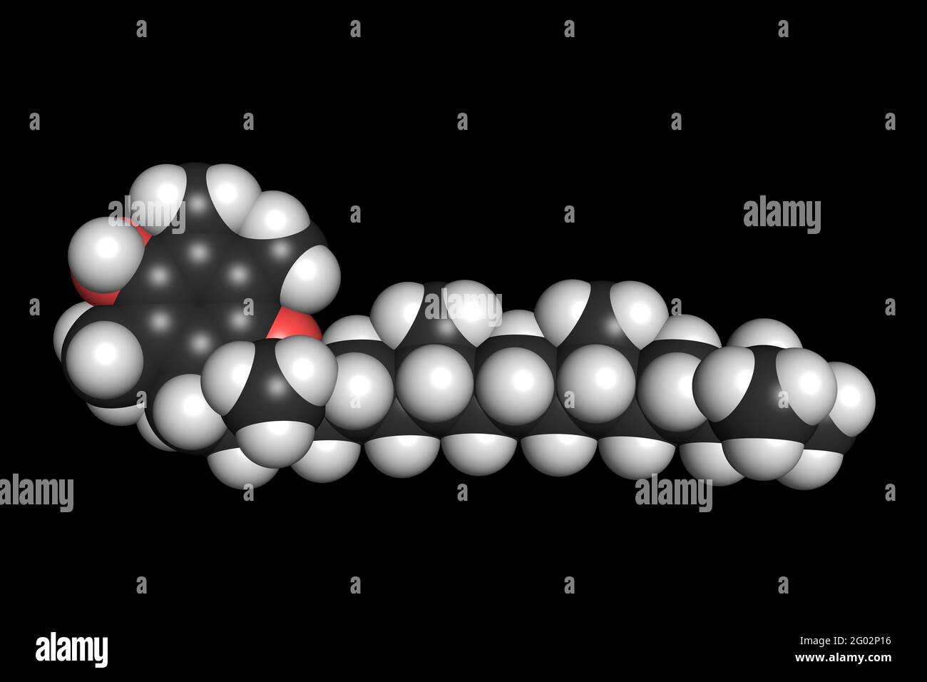 Vitamin E alpha tocopherol molecule 3D render chemical structure Stock