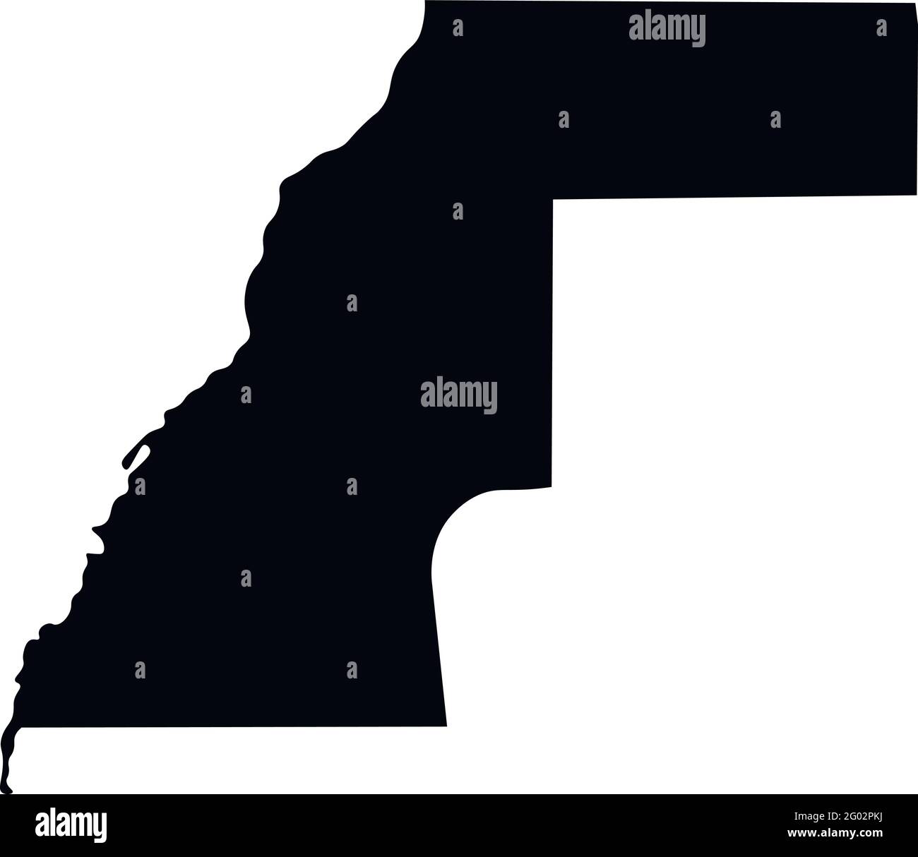 Vector isolated Illustration with WESTERN SAHARA, simplified black shape of this map. Stock Vector