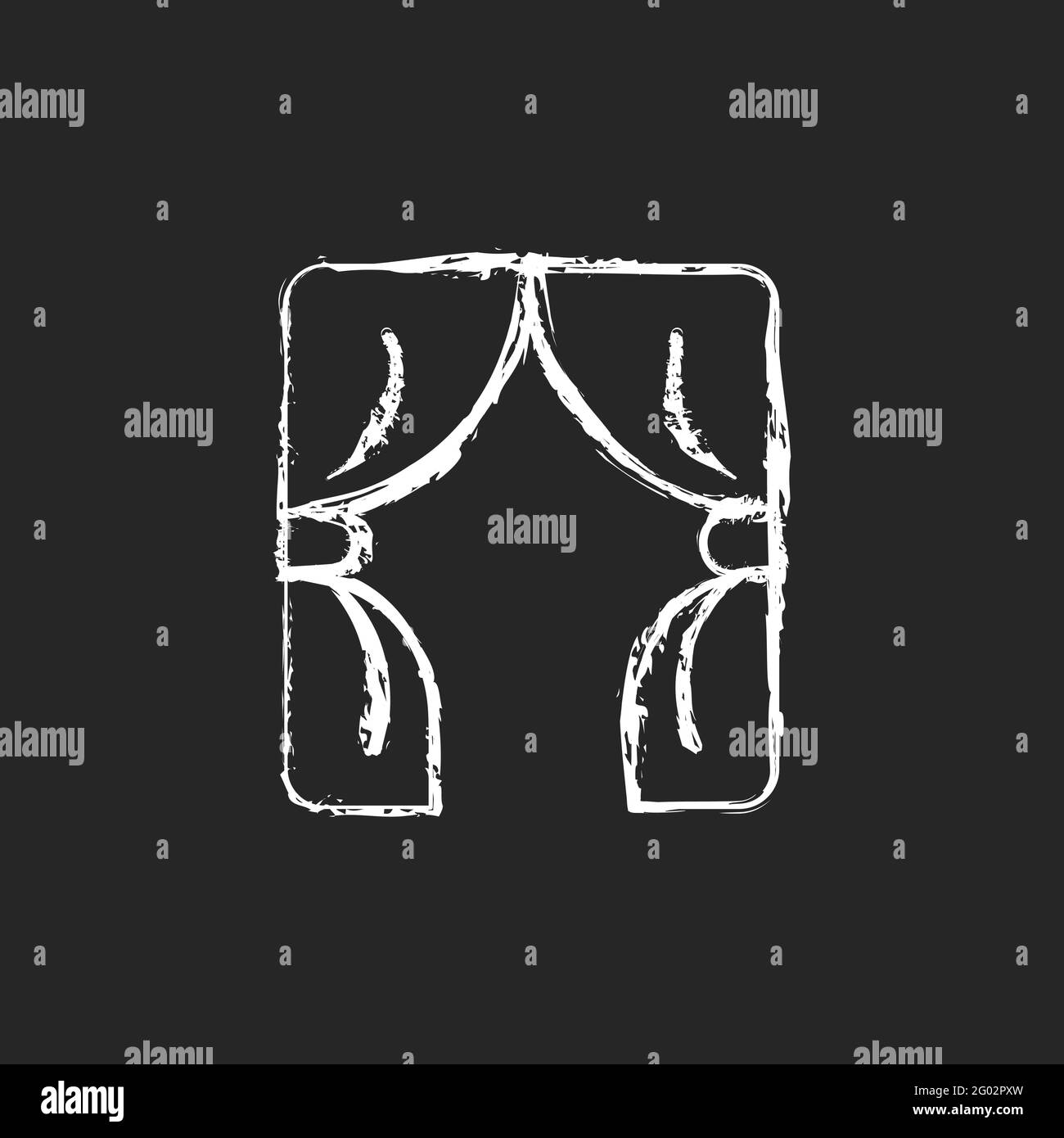Curtains chalk white icon on dark background Stock Vector