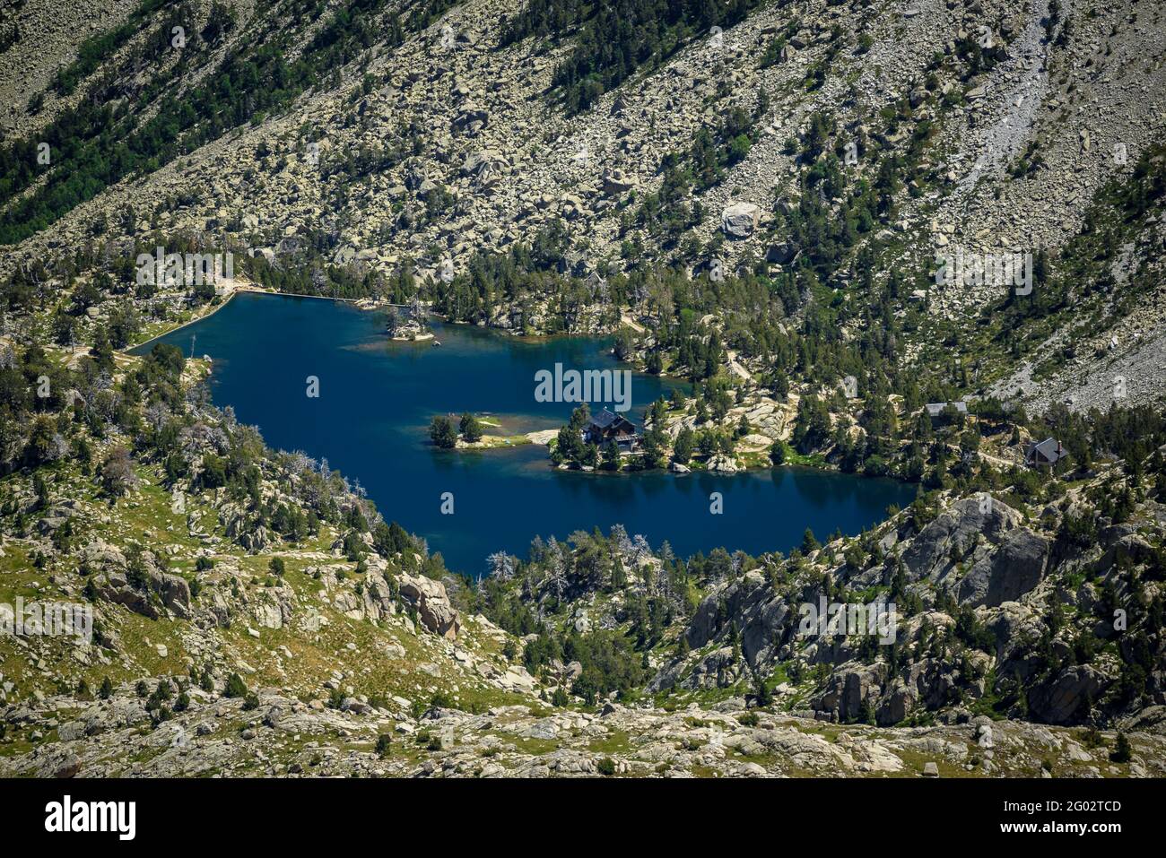 Views from the Pic de Peguera summit (Aigüestortes i Estany de Sant Maurici National Park, Catalonia, Spain, Pyrenees) Stock Photo
