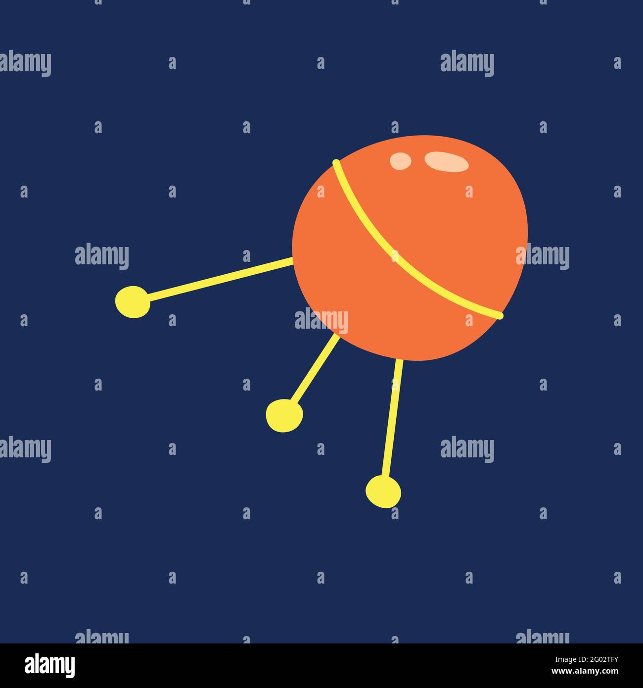Space station isolated vector illustration, satellite flight flat style. Stock Vector