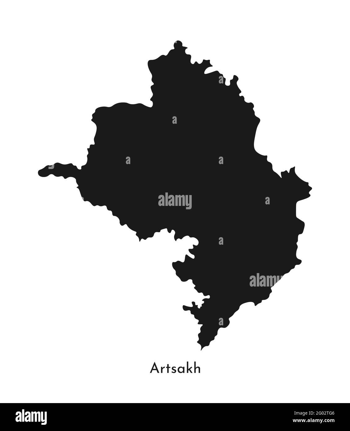 Vector isolated simplified illustration icon with black silhouette of Artsakh (Nagorno-Karabakh Republic) map. White background. Stock Vector