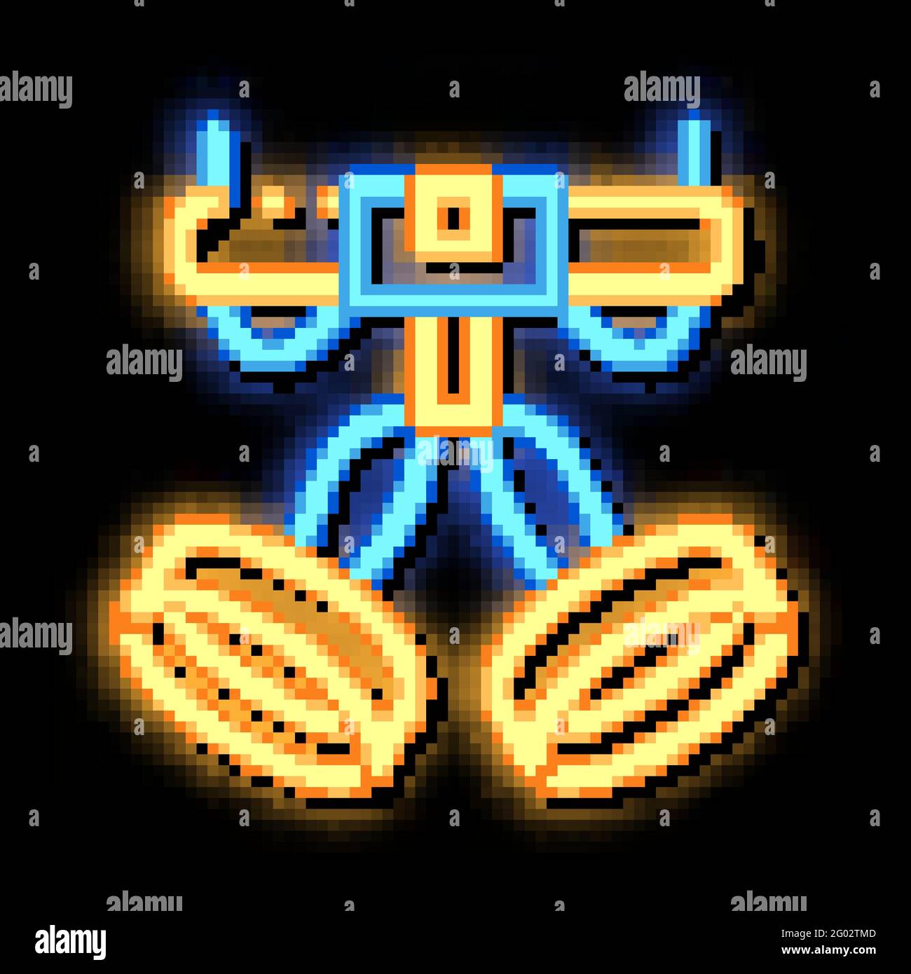 Harness Alpinism Hooking Device Tool neon glow icon illustration Stock Vector