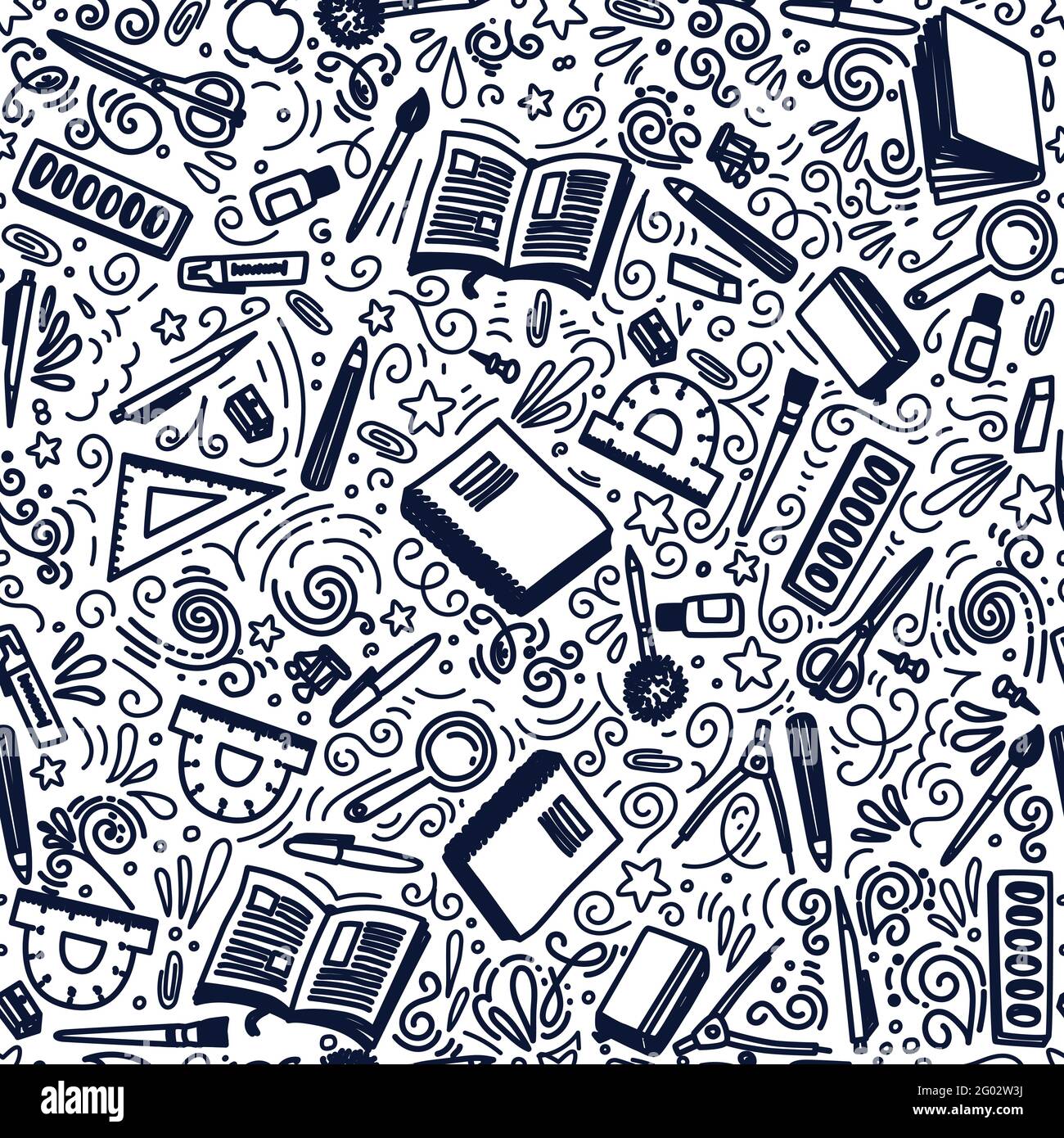 Back to school seamless pattern. Stationery shop. Vector illustration Stock Vector