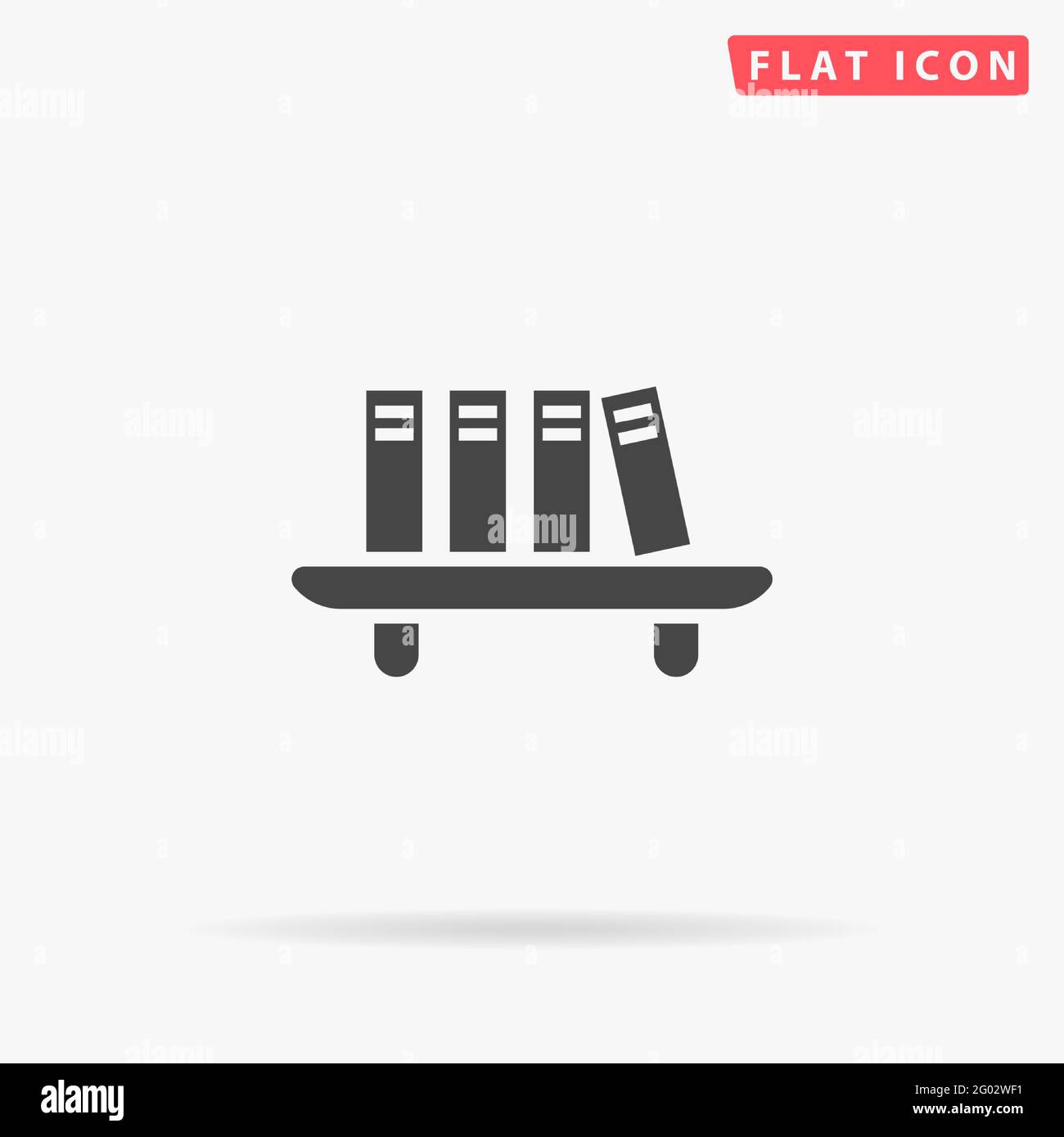 Books on the Bookshelf flat vector icon. Hand drawn style design illustrations. Stock Vector