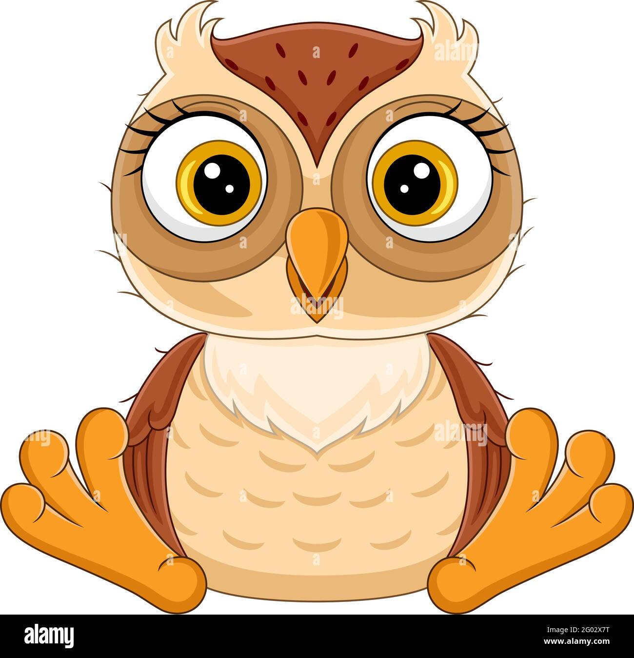 Cute little owl cartoon sitting Stock Vector