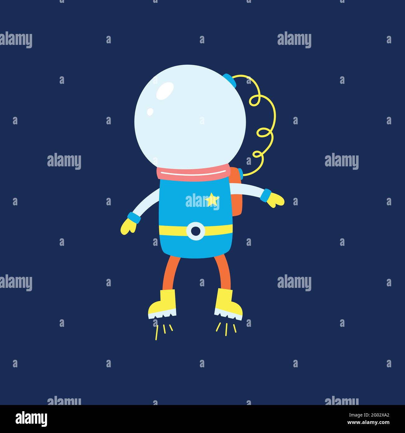 Flat design, Astronaut floats in space, Vector illustration, Infographic element. Stock Vector