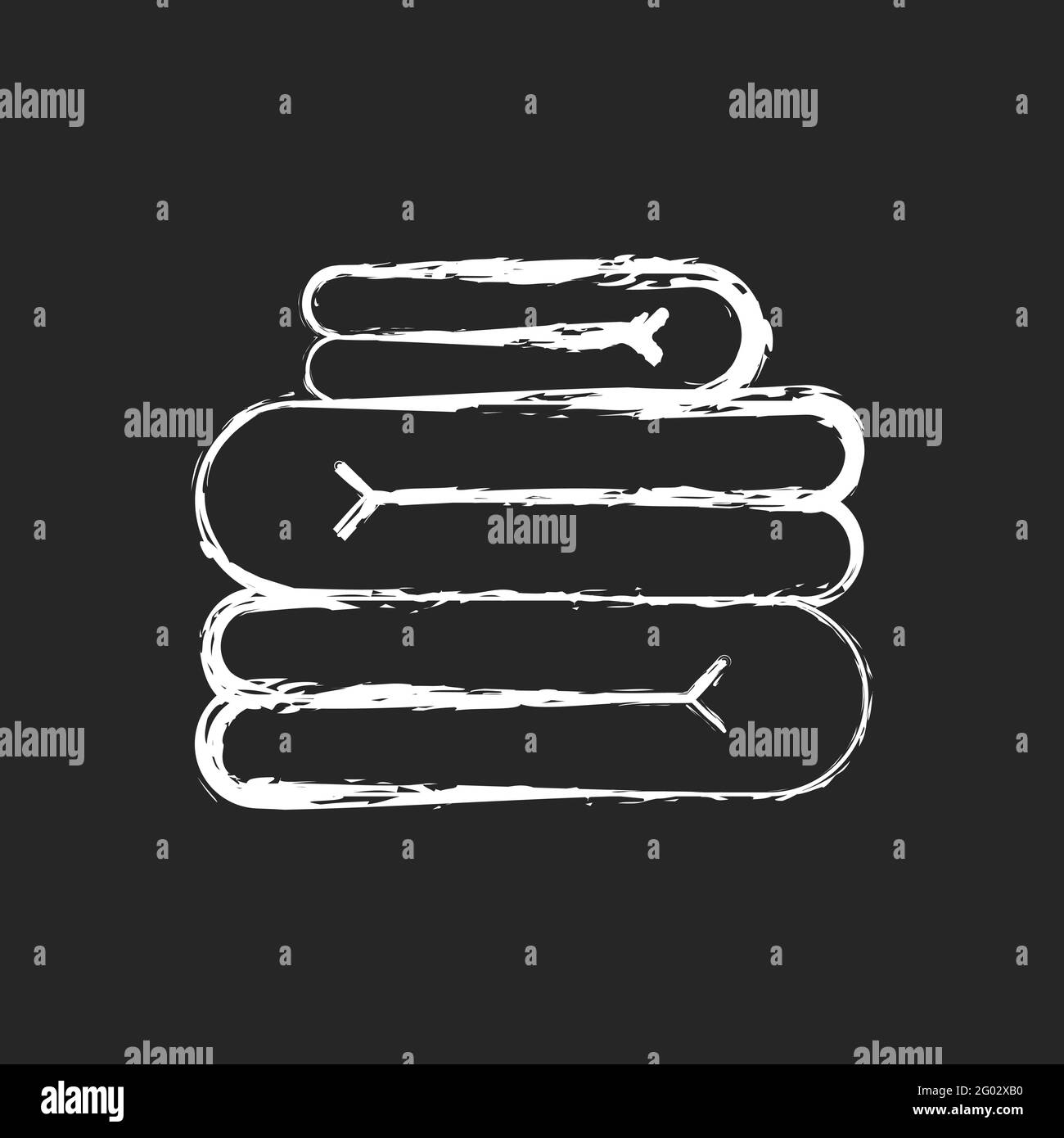 Towel stack chalk white icon on dark background Stock Vector