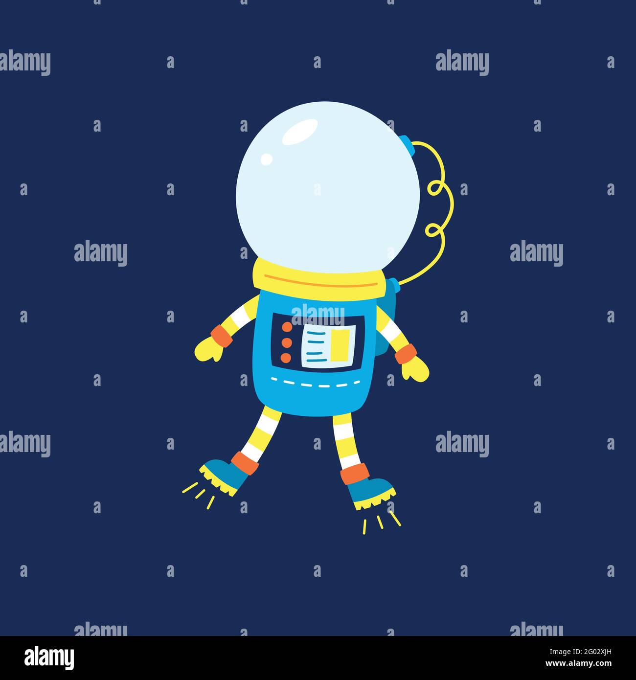 Flat design, Astronaut floats in space, Vector illustration, Infographic element. Stock Vector
