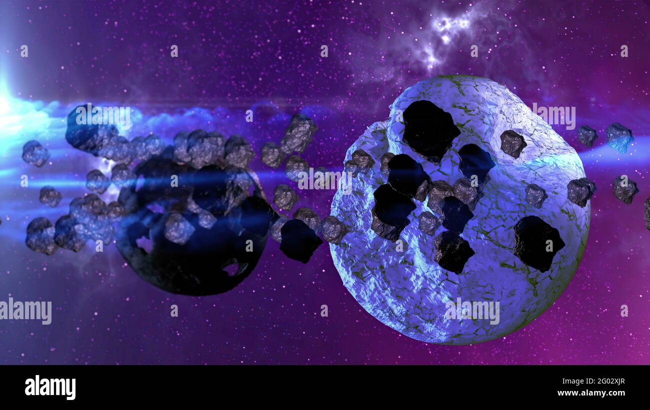 3d illustration - Nebula And Planet In Deep Space Stock Photo - Alamy