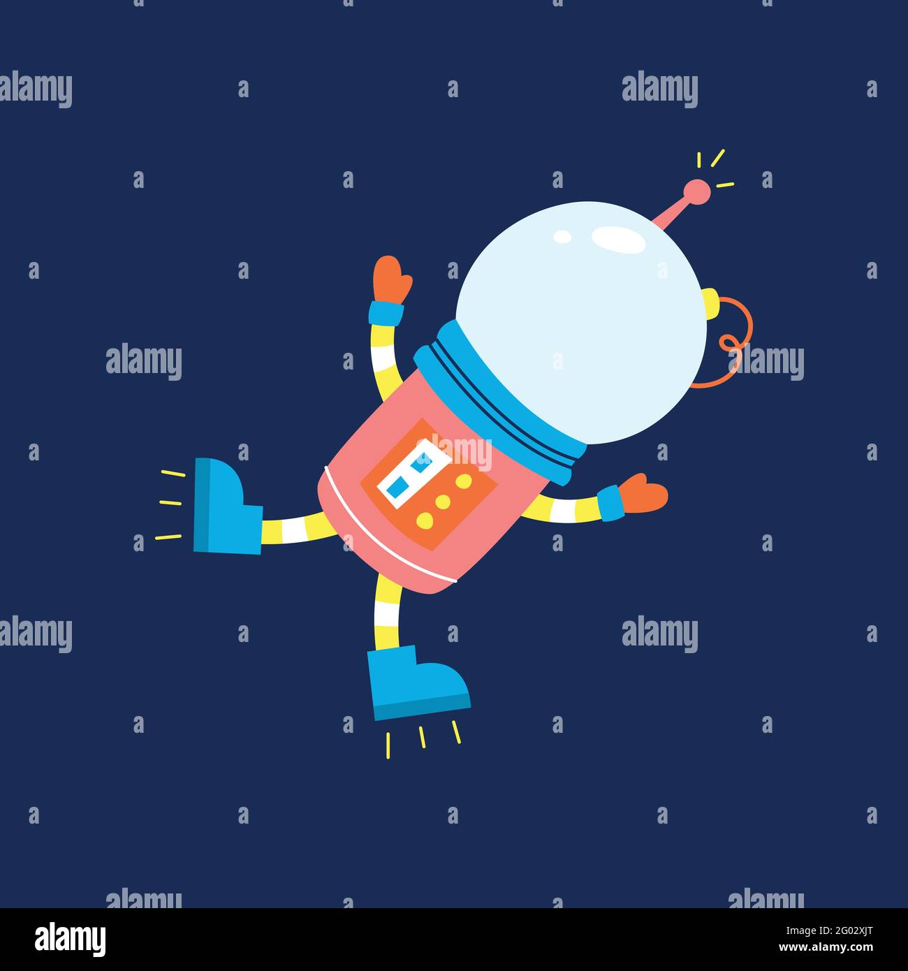 Flat design, Astronaut floats in space, Vector illustration, Infographic element. Stock Vector
