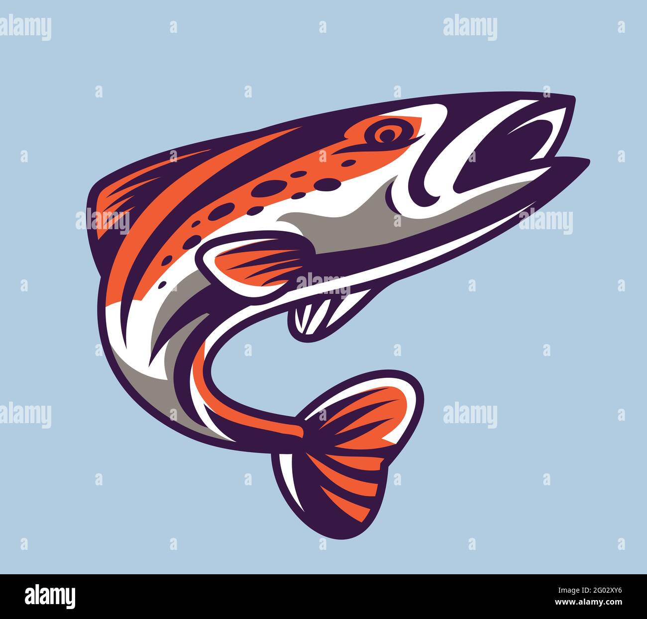 Salmon in cartoon style. Beautiful underwater inhabitant Stock Vector