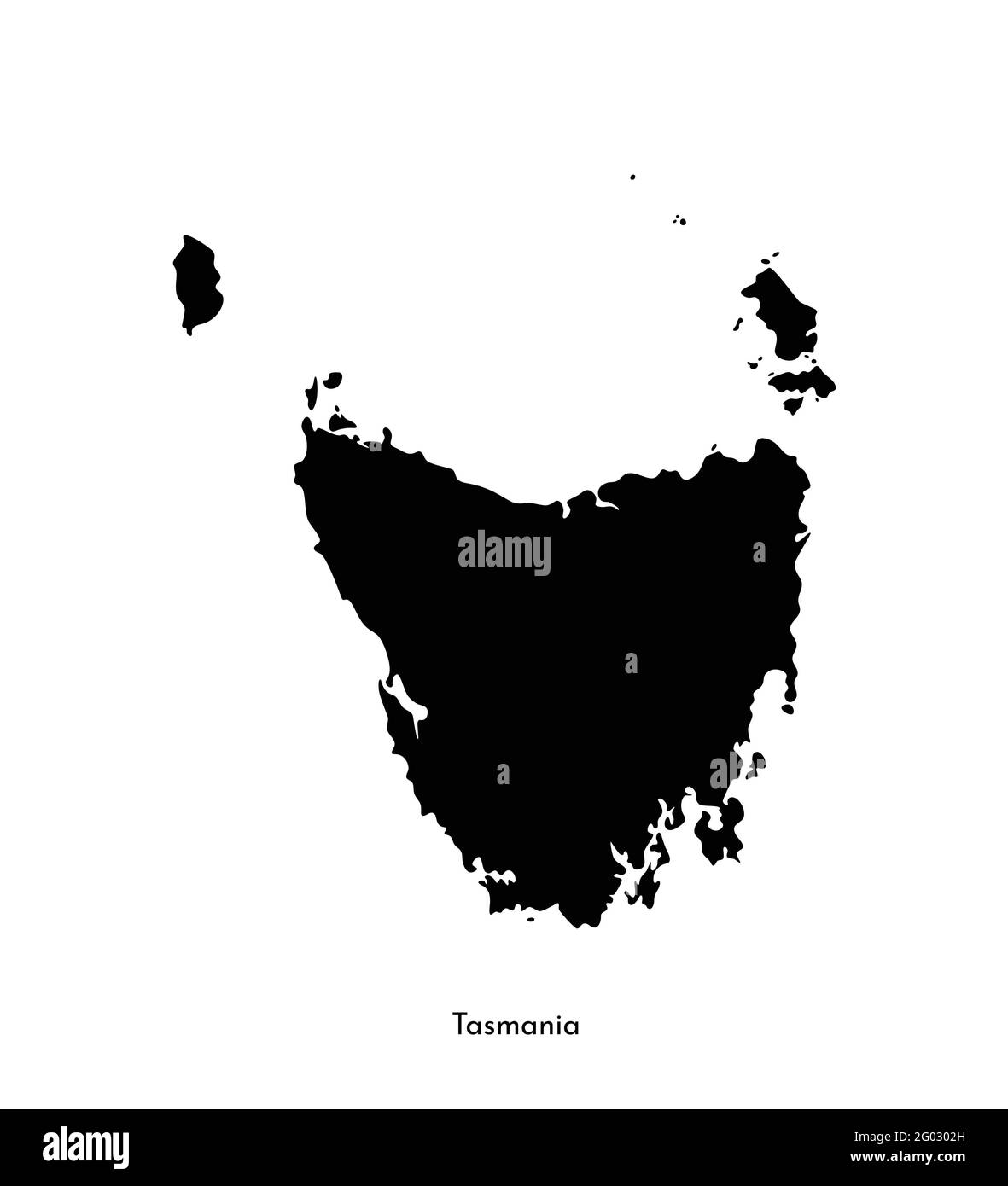 Vector isolated simplified illustration icon with black silhouette of Tasmania (Australian state) map. White background. Stock Vector
