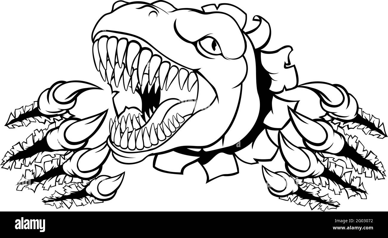 Dinosaur T Rex or Raptor Cartoon Mascot Stock Vector