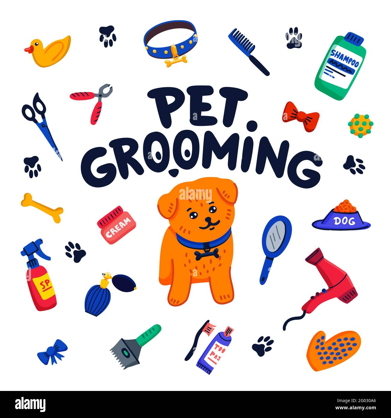 Grooming Section Lettering Pets groomer Stock Vector Images - Alamy